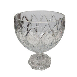 Heavy Cut Crystal Goblet Candy Trinket Dish Bowl 10”-Tall Clear Parlor Base Stem